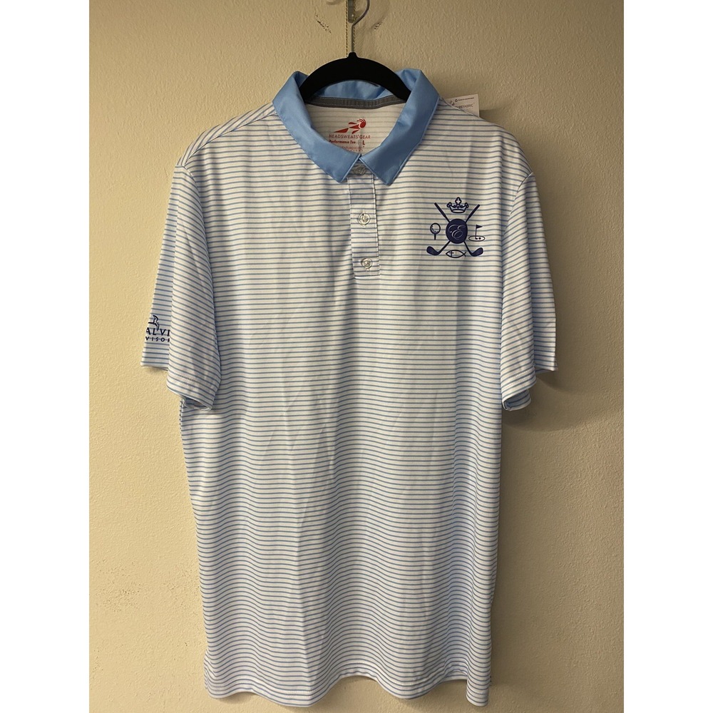 New Mens Headsweats Gear Performance Collar 3 Buttons Short Sleeve Shirt Size L
